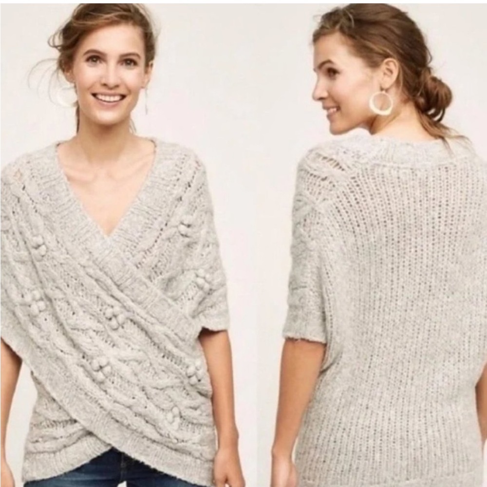 Sleeping on snow cable knit crossover sweater